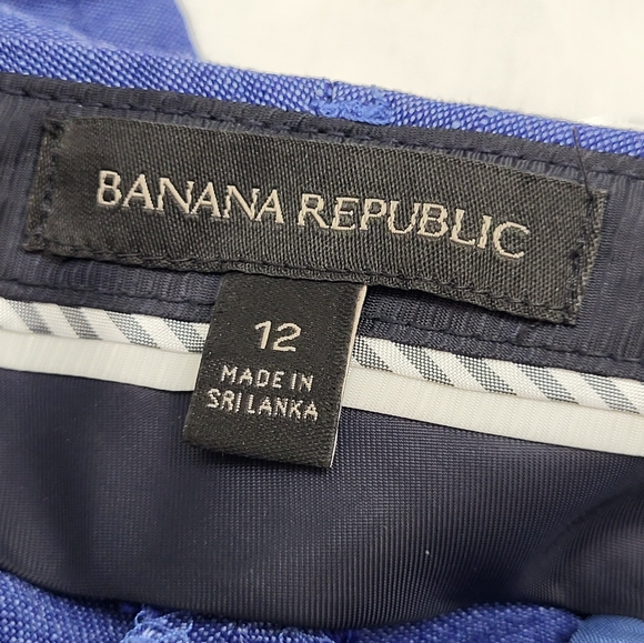 Banana Republic Womens Pants Blue Ankle Crop Avery Mid Rise Linen Size 12 - Picture 6 of 8